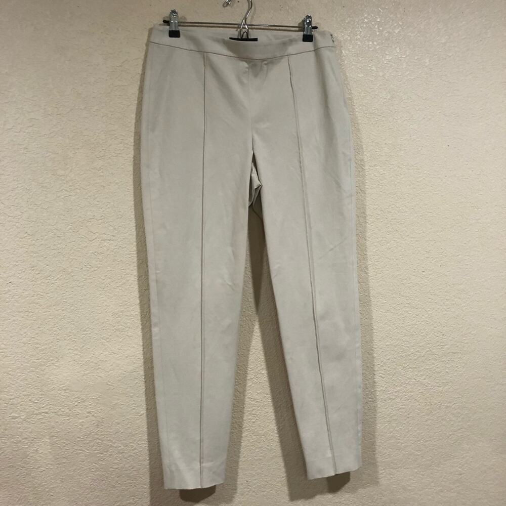 St. John khaki tan pintuck stretch ankle pants